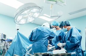 Chirurdzy operują przepuklinę białej kresy