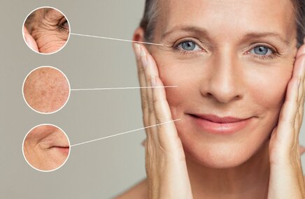 Proces starzenia się skóry na twarzy kobiety