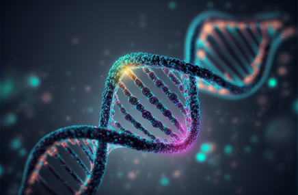Kod DNA u zdrowej osoby bez choroby genetycznej przedstawiony w cyfrowej ilustracji