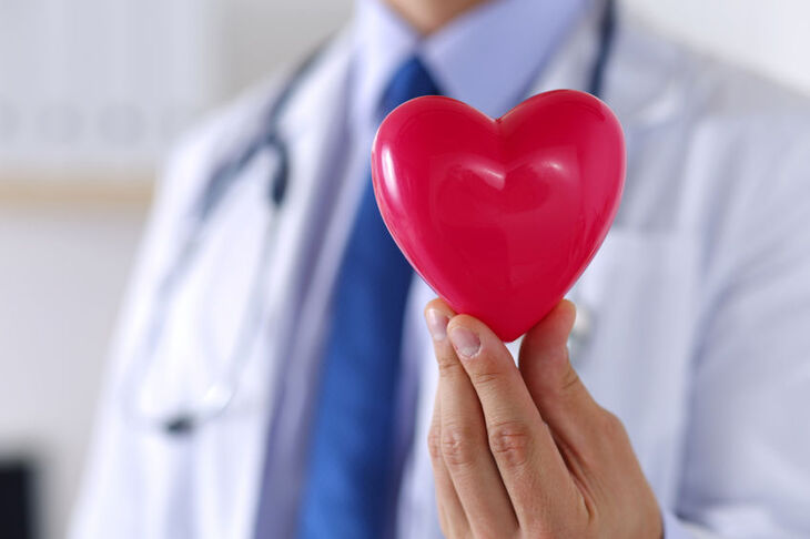 Lekarz trzymający w dłoni plastikowe serce